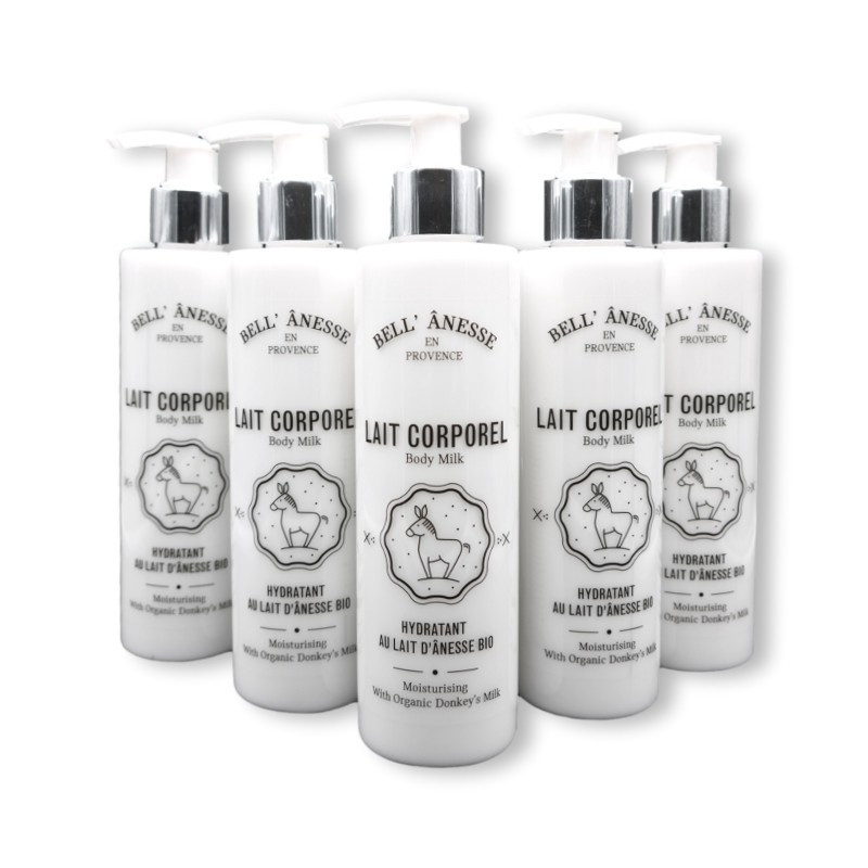 Pack de 5 laits de corps 250ML au lait d'ânesse Bio