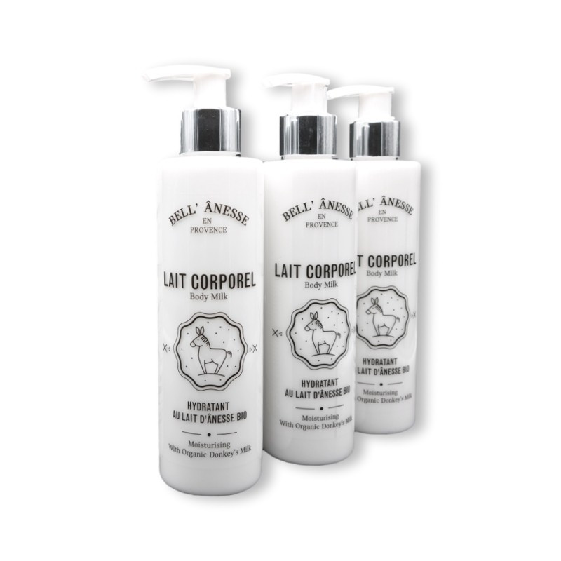 Pack de 3 laits de corps 250ML au lait d'ânesse Bio Pack de 3 laits de corps 250ML au lait d'ânesse Bio