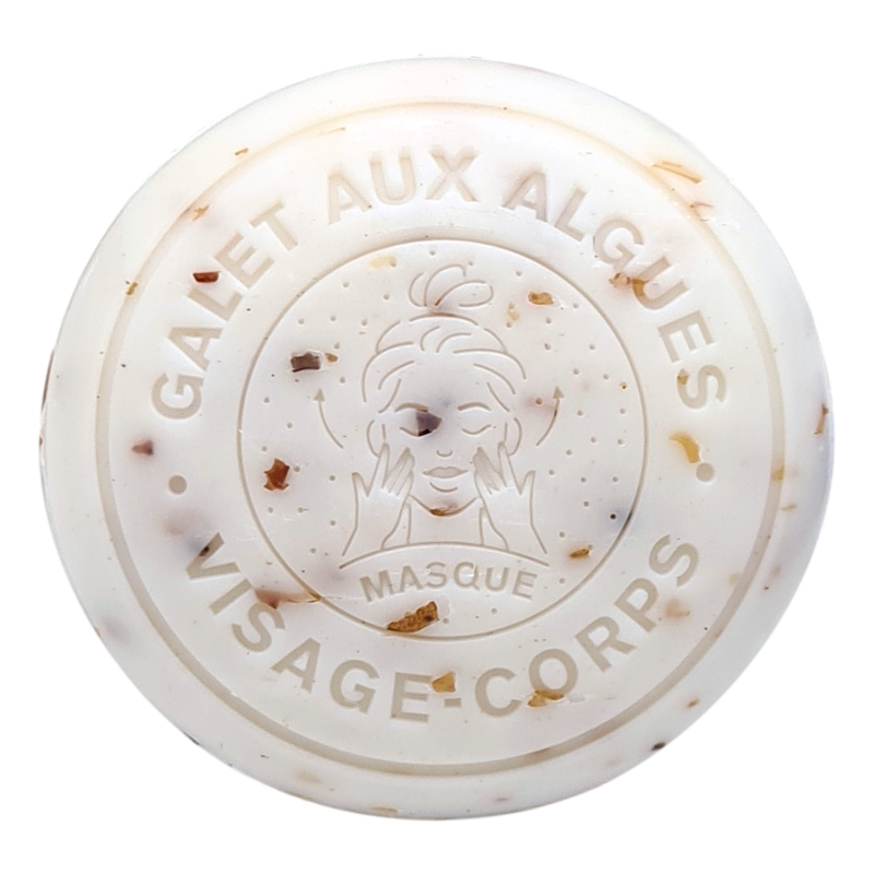 Savon galet rond visage et corps aux algues exfoliant