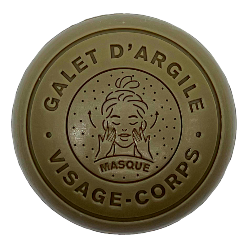 Savon galet rond visage et corp au lait d'ânesse et argile verte